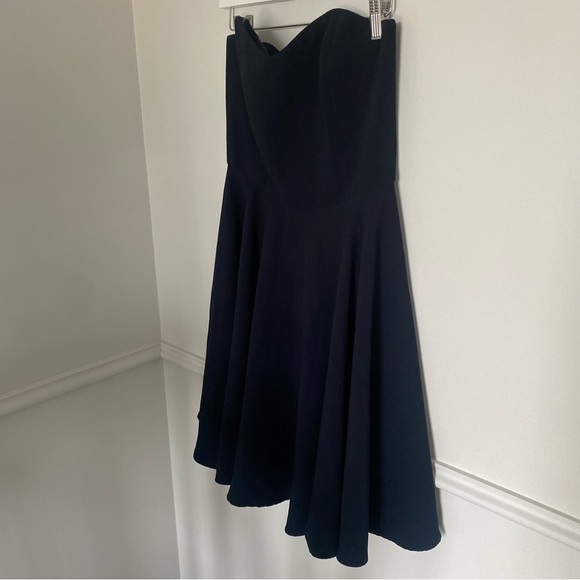 Vineyard Vines Black Textured Flounce Flare Strapless Dress Size 4 - Picture 4 of 5